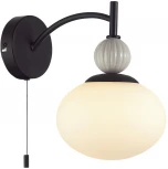 Бра с выключателем сонетка Lumion Gloriya 8273/1W черный/серый/белый, металл/керамика/стекло Е14 1*40W 220V (шар)