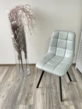 Стул CHILLI SQUARE HK017-35 серо-голубой, PU/ черный каркас