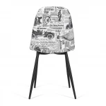 Стул ALLEN ( mod. DС409 ) черно-белый принт "Ретро"/черные (металл/ткань)