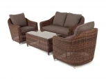 Лаунж-зона из искусственного ротанга, цвет коричневый 4SIS Кон Панна KPS2C2TJ-4-SET brown