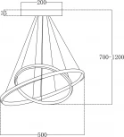 Подвесной светодиодный светильник ярусный Escada Euler 10228/2LED 68Вт, металл/силикон, черный (регулировка яркости, 220V, пульт управления, на тросе, кольцо)