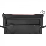 Компьютерный стол Basic 110х59х75см c полкой для монитора 40х20см, подстаканником, крючком для наушников, карбон чёрный красный