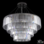 Подвесная люстра каскадная хрустальная светодиодная APL LED Sicilia SH09.93.4D.A.Ni.4000 (220V, на тросе, круглые)