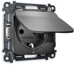 Комплект механизма Ambrella Volt электрической розетки OMEGA MO658010 Антрацит серый с заземлением с шторками и защитной крышкой 2P+E 16A-250V IP44 QUANT