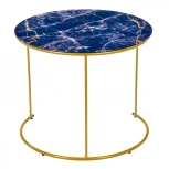 Набор кофейных столиков Tango темно-синий с ножками матовое золото, 2шт