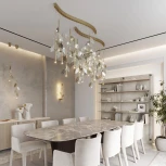 Подвесной светильник Odeon Light Listva 5445/17 матов.золото/дымч/прозрачн/коньячн/бензинов./металл/стекло 17*G4 LED*3W 12V (220V, на проводе)