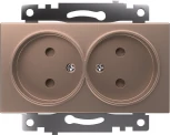 Розетка двойная без заземления со шторками (шампань) Stekker Катрин 39597