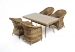 "Латте–140 R" обеденная группа плетеная, цвет соломенный 4SIS арт.УТ-00007283