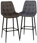 Барный стул ХОФМАН, цвет H-14 Серый, велюр / черный каркас M-City 688M05055