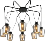 Подвесной светильник Escada Trenton 2140/8S 8x40Вт E27, металл/стекло, черный, дымчатый плафон (220V, на проводе)