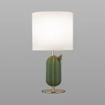 Настольная лампа Odeon Light Cactus 5425/1T золотой/зеленый/белый/металл/керамика/ткань E27 1*60W (220V, выключатель, круглые)