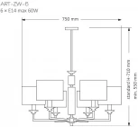 Потолочная люстра на штанге Kutek ARTU ART-ZW-6(N/A)