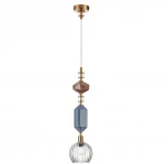 Подвесной светильник Odeon Light Terra 5414/1D античная бронза/синий/коричнев/стекло/керамика E14 1*40W (220V, на проводе, круглые)