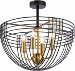 Люстра потолочная на штанге Fresco V000104 (10001/4C Black) (220V, хрусталь, клетка)