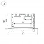 Профиль SL-LINIA62-F-2000 ANOD (Алюминий) 019292 Arlight SL-LINIA