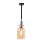 Подвесной светильник со стеклянным декором Lumion Irime 8298/1A бронза/амбер/розовый/голубой, металл/стекло E27 1*40W 220V (на проводе)