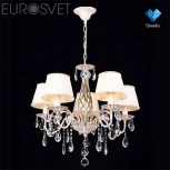Подвесная люстра Eurosvet Amelia 10054/5 белый с золотом (220V, хрусталь Strotskis, на цепи)