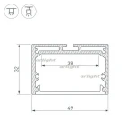 Профиль с экраном SL-LINE-4932-2500 ANOD+OPAL (Алюминий) 020465 Arlight SL-LINE