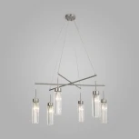 Подвесная люстра Wi-Fi хрустальная Eurosvet Gilian 60163/6 никель (220V, управление смартфоном, голосовое управление, умный дом - Minimir Home, Алиса, Маруся, Салют, на тросе)