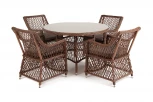 Обеденная группа плетеная, цвет коричневый 4SIS Доппио DOPC4T-5-SET brown
