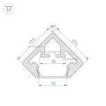 Профиль PDS45-KUB-2000 ANOD (Алюминий) 021646 Arlight