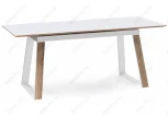 Стеклянный стол Авлида белый / дуб монтана