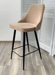 Полубарный стул M-City NEPAL-PB БЕЖЕВЫЙ #5, велюр/ черный каркас (H=68cm)