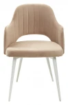 Стул FANTINE-LA БЕЖЕВЫЙ #5, велюр/ белый каркас