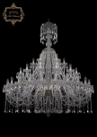 Подвесная большая люстра Art Classic 11.12 11.12.24+12+6.530.XL-164.Gd.Sp (220V, хрусталь, на цепи, подсвечник, свеча)
