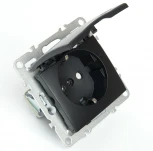 Розетка с заземлением защитной крышкой и шторками (черный) Stekker Эрна 49156