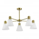 Потолочная люстра на штанге Evoluce Arki SLE1561-302-05 Латунь/Белый E27 5*60W