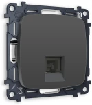 Комплект механизма Ambrella Volt телефонной розетки OMEGA MO912030 Графит мягкое касание RJ-11(4P4C) с защитной шторкой QUANT