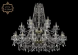 Подвесная большая люстра Art Classic 11.25 11.25.16+8+4.460.2d.Gd.Sp (220V, хрусталь, на цепи, подсвечник, свеча)