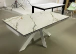 Стол BELLUNO 160 KL-188 Контрастный мрамор матовый, итальянская керамика/ белый каркас