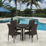 Комплект плетеной мебели Afina T257A/YC380A-W53 Brown (4+1) + подушки на стульях