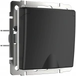 Розетка влагозащ. с зазем. с защит. крышкой и шторками (черный матовый) W1171208 (a051610)