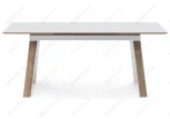 Стеклянный стол Авлида белый / дуб монтана