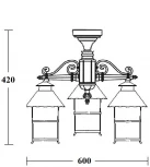 Потолочный светильник уличный Oasis Light CAIOR 2 81470A/3 Gb (220V, фонарь, IP44)