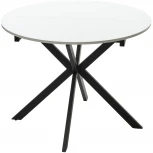 Стол ВЕГА D110 раскладной Белый, стекло/ черный каркас М-City