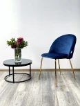 Стул PRESLEY BLUVEL-86 NAVY BLUE / золотой каркас