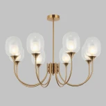 Потолочная люстра Wi-Fi большая на штанге Eurosvet Spritz 70217/8 латунь (220V, управление смартфоном, голосовое управление, умный дом - Minimir Home, Алиса, Маруся, Салют)