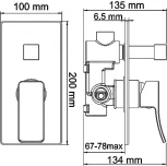 Смеситель Wasserkraft Exter 1641 С ВНУТРЕННЕЙ ЧАСТЬЮ, для ванны с душем