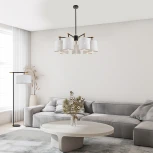 Потолочная люстра на штанге Escada Idea 10186/7PL 7x60Вт E27, металл/ткань, чёрный (220V)