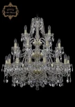 Подвесная большая люстра Art Classic 11.25 11.25.16+8+4.300.3d.Gd.Sp (220V, хрусталь, на цепи, подсвечник, свеча)