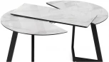 Стеклянный стол Woodville Алингсос 100(140)х100х76 белый мрамор / черный 532387