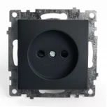 Розетка без заземления со шторками (черный) Stekker Катрин 39609
