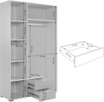 Зефир Шкаф трехдверный 109.02 Mebelson (ЛДСП,ПВХ,МДФ,Металл,Зеркало/Светлое дерево,Серый) арт.UL.109-M.103.02.3263