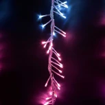 Гирлянда Бахрома с Эффектом Бегущий Огонь 2 x 1 м Бело-Розовая 24В, 320 LED, Провод Прозрачный Силикон, IP65