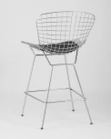 Стул полубарный Stool Group с низкой спинкой Bertoia хромированный с черной подушкой УТ000004221