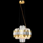 Подвесная люстра Natali Kovaltseva Skala 81435/6C BRASS SILVER (220V, хрусталь, на тросе, круглые)